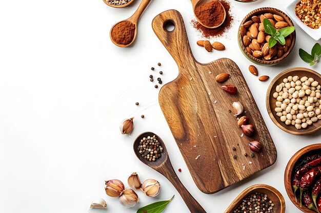 Deska z jedzeniem i przyprawami
